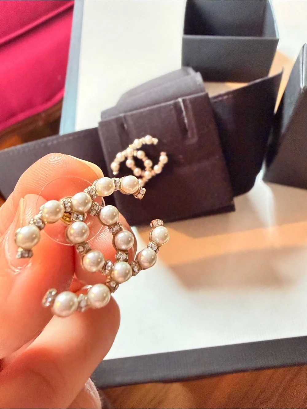 CHANEL Authentic Chanel Classic Pearl CC Logo Stud Earrings GHW